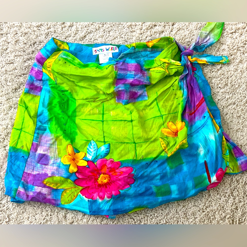 Vintage 💚💓💙 Jams-World-Hawaii Skort Side Tie Skirt Shorts Size Large 💙💓💚